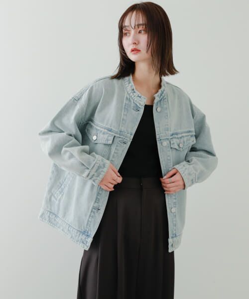 ルーズノーカラーデニムジャケット SENSE OF PLACE｜ルーズノーカラーデニムジャケット | Rakuten