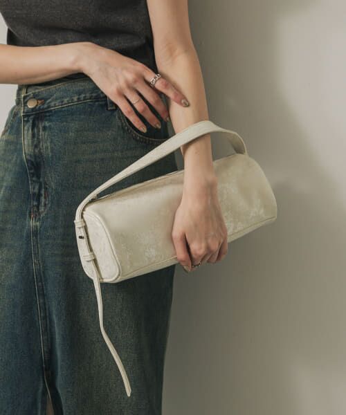 ＊＊SENSE OF PLACE by URBAN RESEARCH / センスオブプレイス バイ アーバンリサーチ ハンドバッグ | ハクプリントドラムバッグ（IVORY）