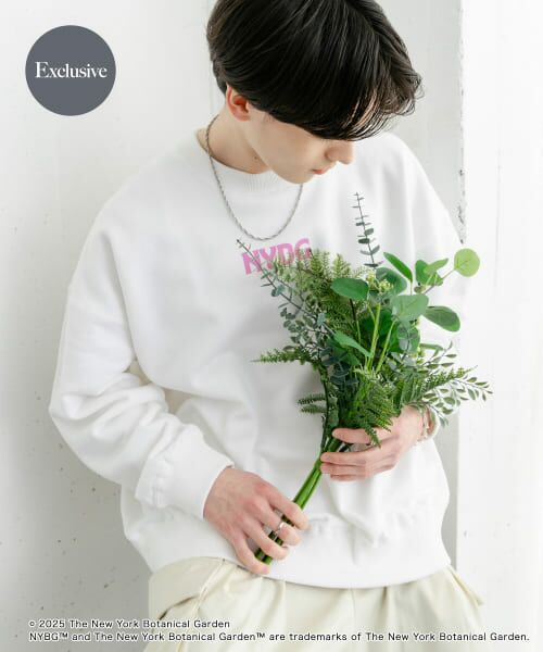 ＊＊SENSE OF PLACE by URBAN RESEARCH / センスオブプレイス バイ アーバンリサーチ スウェット | NYBG　クルーネックルーズスウェットA（WHITE）