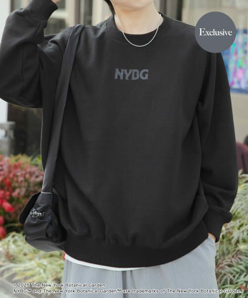 ＊＊SENSE OF PLACE by URBAN RESEARCH / センスオブプレイス バイ アーバンリサーチ スウェット | NYBG　クルーネックルーズスウェットA（BLACK）
