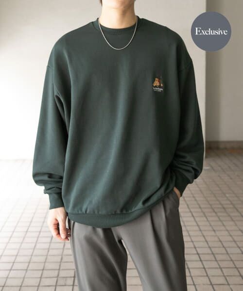 ＊＊SENSE OF PLACE by URBAN RESEARCH / センスオブプレイス バイ アーバンリサーチ スウェット | 『別注』TeddyBear×SENSE OF PLACE　クルーネックスウェット（GREEN）