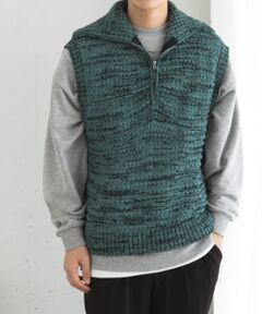 ミックスメランジハーフジップニットベスト