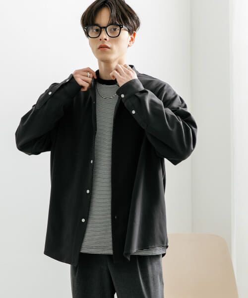 ＊＊SENSE OF PLACE by URBAN RESEARCH / センスオブプレイス バイ アーバンリサーチ シャツ・ブラウス | 『ユニセックス』アムンゼンバンドカラーシャツ（CHARCOAL）