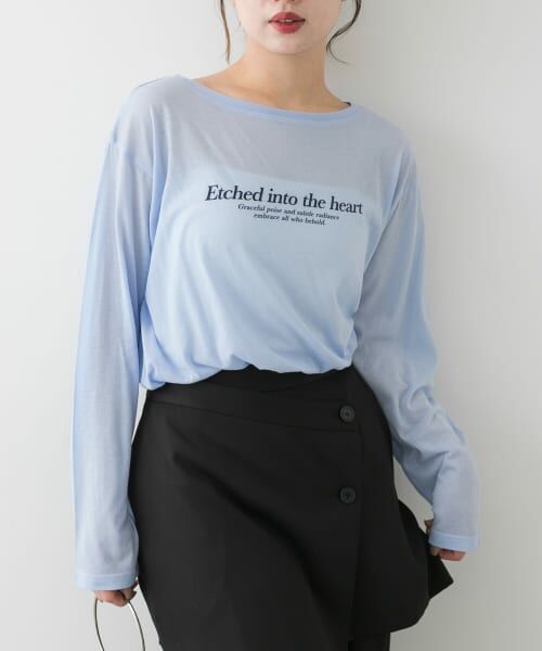 ＊＊SENSE OF PLACE by URBAN RESEARCH / センスオブプレイス バイ アーバンリサーチ Tシャツ | ルーズロゴシアーT（L.BLUE）