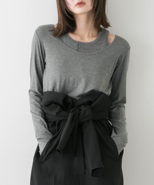 ＊＊SENSE OF PLACE by URBAN RESEARCH / センスオブプレイス バイ アーバンリサーチ Tシャツ | 2Pレイヤードメロートップ（GRAY）