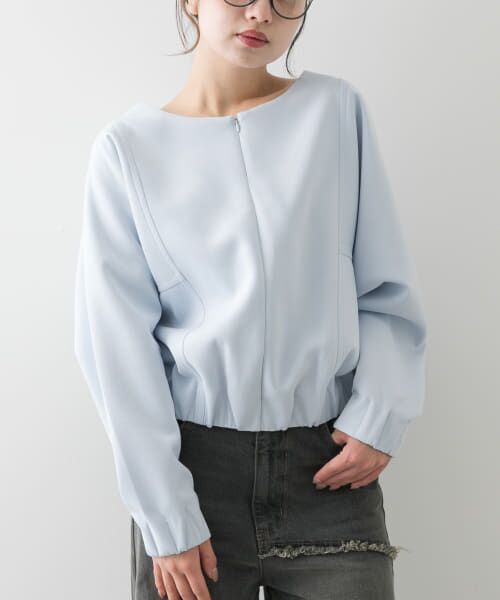 ＊＊SENSE OF PLACE by URBAN RESEARCH / センスオブプレイス バイ アーバンリサーチ Tシャツ | ボートネックダンボールカットトップ（L.BLUE）