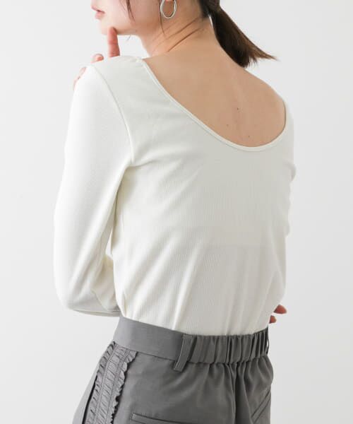 ＊＊SENSE OF PLACE by URBAN RESEARCH / センスオブプレイス バイ アーバンリサーチ Tシャツ | カップツキバックオープンリブトップ（WHITE）