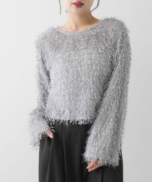 ＊＊SENSE OF PLACE by URBAN RESEARCH / センスオブプレイス バイ アーバンリサーチ Tシャツ | 『洗濯可』フリンジテープトップ（L.BLUE）