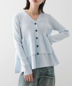 Vネックペプラムカーディガン