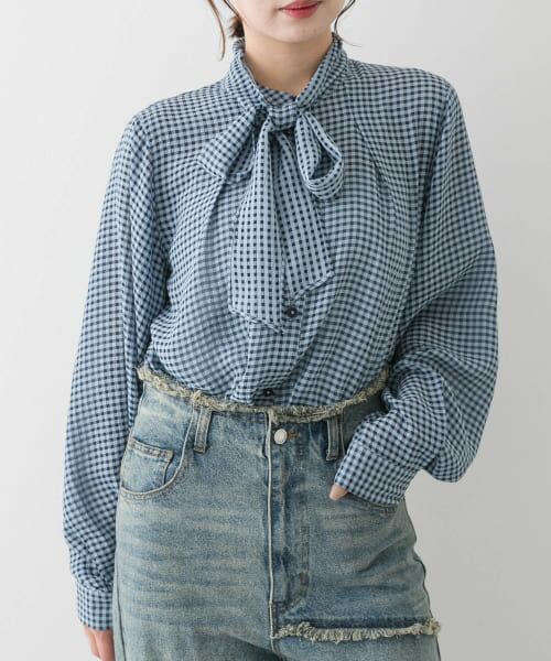 ＊＊SENSE OF PLACE by URBAN RESEARCH / センスオブプレイス バイ アーバンリサーチ シャツ・ブラウス | ボウタイツキシアーブラウス（BLU×NVY）