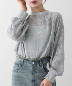 ボリュームスリーブジャガードブラウス