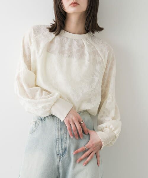 ＊＊SENSE OF PLACE by URBAN RESEARCH / センスオブプレイス バイ アーバンリサーチ シャツ・ブラウス | ボリュームスリーブジャガードブラウス（IVORY）