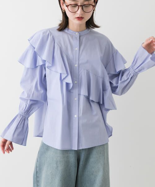 ＊＊SENSE OF PLACE by URBAN RESEARCH / センスオブプレイス バイ アーバンリサーチ シャツ・ブラウス | アシメフリルブラウス（BLU×PNK）