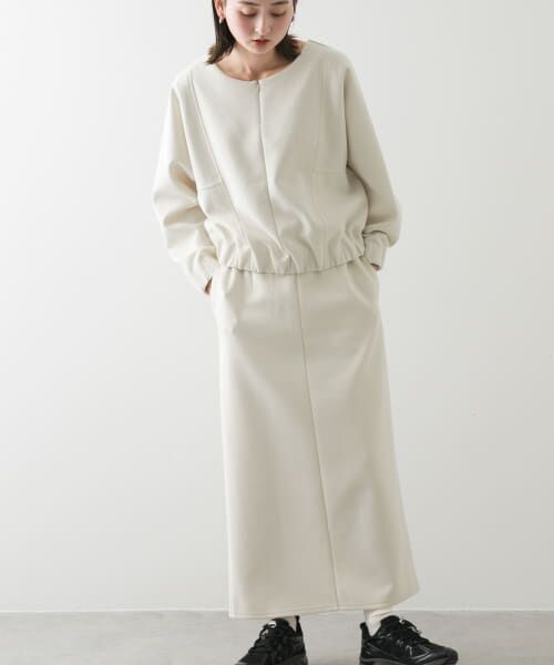 ＊＊SENSE OF PLACE by URBAN RESEARCH / センスオブプレイス バイ アーバンリサーチ スカート | ダンボールカットストレートスカート（IVORY）