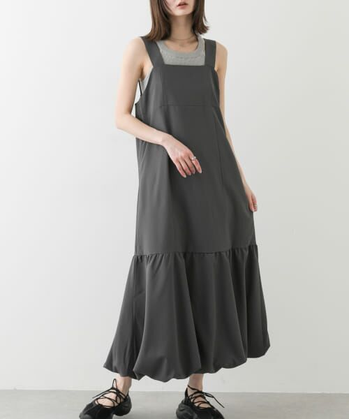 ＊＊SENSE OF PLACE by URBAN RESEARCH / センスオブプレイス バイ アーバンリサーチ ワンピース | バルーンヘムジャンスカ（GRAY）