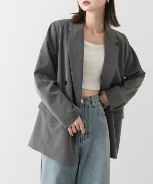 ＊＊SENSE OF PLACE by URBAN RESEARCH / センスオブプレイス バイ アーバンリサーチ その他アウター | 『セットアップ対応』 ダブルテーラードジャケット（GRAY）