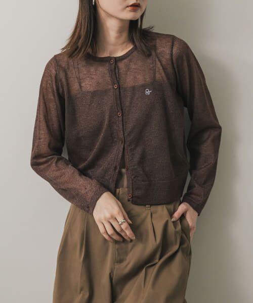 ＊＊SENSE OF PLACE by URBAN RESEARCH / センスオブプレイス バイ アーバンリサーチ カーディガン・ボレロ | シシュウコンパクトシアーカーディガン（BROWN）