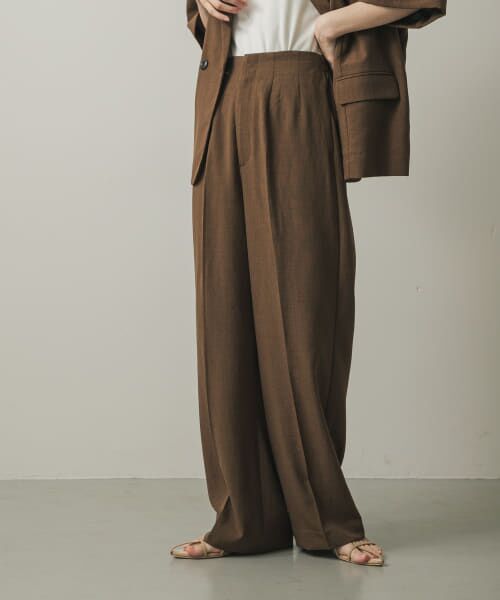 ＊＊SENSE OF PLACE by URBAN RESEARCH / センスオブプレイス バイ アーバンリサーチ その他パンツ | 『UR TECH DRYLUXE』リネンライクワイドパンツ（BROWN）