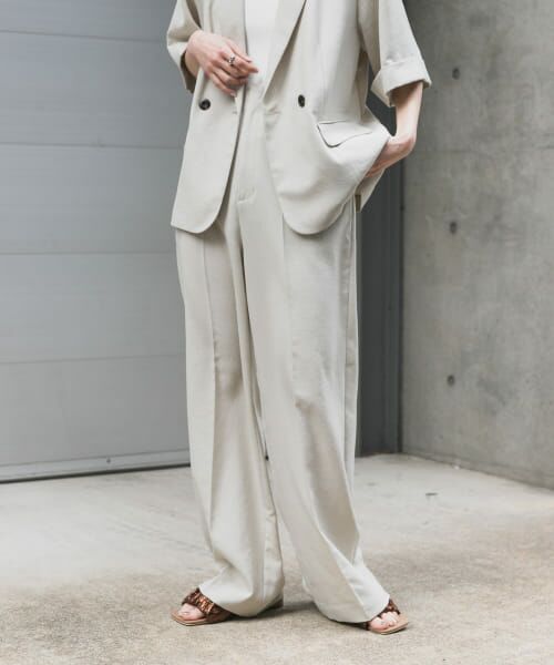 ＊＊SENSE OF PLACE by URBAN RESEARCH / センスオブプレイス バイ アーバンリサーチ その他パンツ | 『UR TECH DRYLUXE』リネンライクワイドパンツ（GREIGE）
