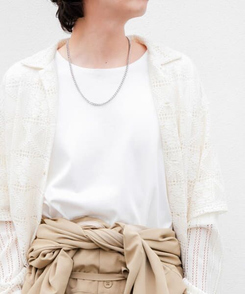 ＊＊SENSE OF PLACE by URBAN RESEARCH / センスオブプレイス バイ アーバンリサーチ Tシャツ | オープンネックルーズ ショートスリーブ Tシャツ（WHITE）