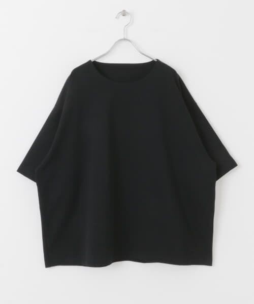 ＊＊SENSE OF PLACE by URBAN RESEARCH / センスオブプレイス バイ アーバンリサーチ Tシャツ | オープンネックルーズ ショートスリーブ Tシャツ（BLACK）