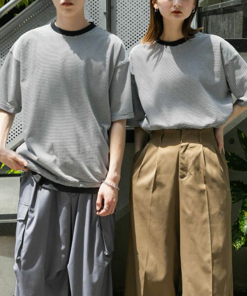 ＊＊SENSE OF PLACE by URBAN RESEARCH / センスオブプレイス バイ アーバンリサーチ Tシャツ | 『ユニセックス』アソートドローコードショートスリーブTシャツ（BLK×WHT）