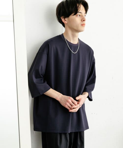 ＊＊SENSE OF PLACE by URBAN RESEARCH / センスオブプレイス バイ アーバンリサーチ Tシャツ | 『ユニセックス』ポンチエクストラルーズTシャツ（NAVY）