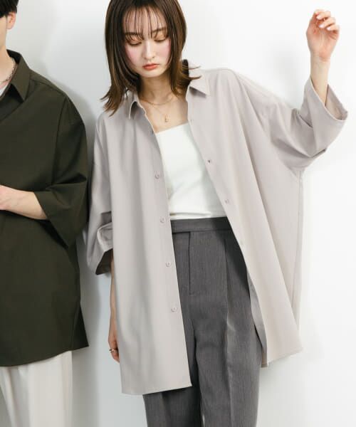 ＊＊SENSE OF PLACE by URBAN RESEARCH / センスオブプレイス バイ アーバンリサーチ シャツ・ブラウス | 『ユニセックス』『イージーケア』エクストラルーズショートスリーブシャツ（GREIGE）