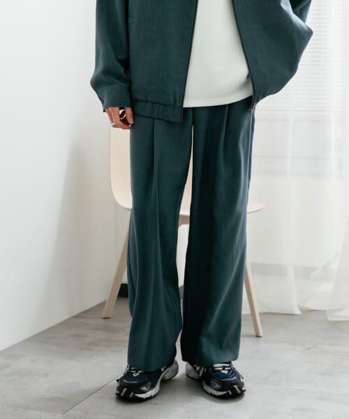 ＊＊SENSE OF PLACE by URBAN RESEARCH / センスオブプレイス バイ アーバンリサーチ その他パンツ | 『UR TECH DRYLUXE』 リネンライクワイドパンツ（GREEN）