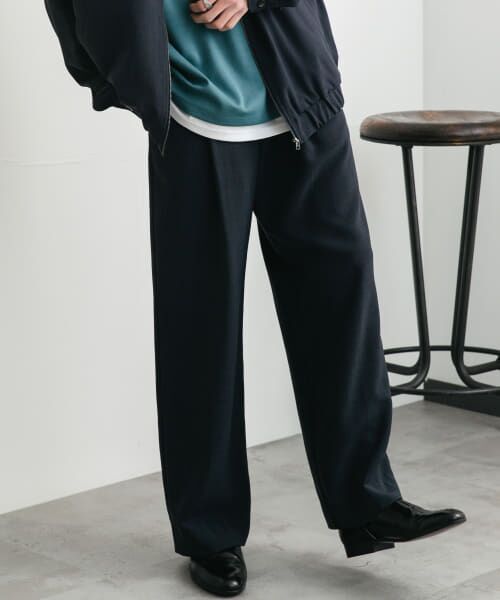 ＊＊SENSE OF PLACE by URBAN RESEARCH / センスオブプレイス バイ アーバンリサーチ その他パンツ | 『UR TECH DRYLUXE』 リネンライクワイドパンツ（NAVY）