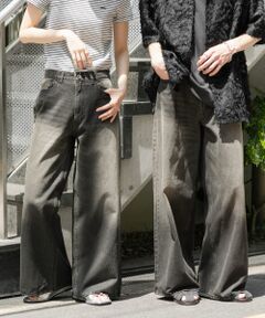 『ユニセックス』ヴィンテージライクデニムワイドパンツ