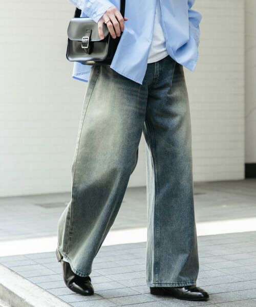 ユニセックス』ヴィンテージライクデニムワイドパンツ （デニム