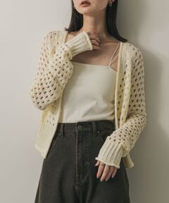 スパンコールメッシュカーディガン