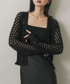 スパンコールメッシュカーディガン