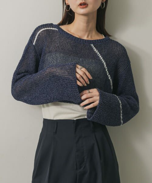 セール】 メッシュクロップドステッチセーター （ニット