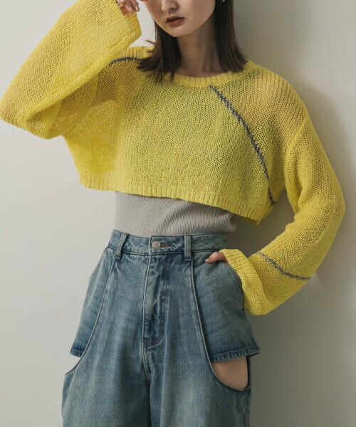 セール】 メッシュクロップドステッチセーター （ニット