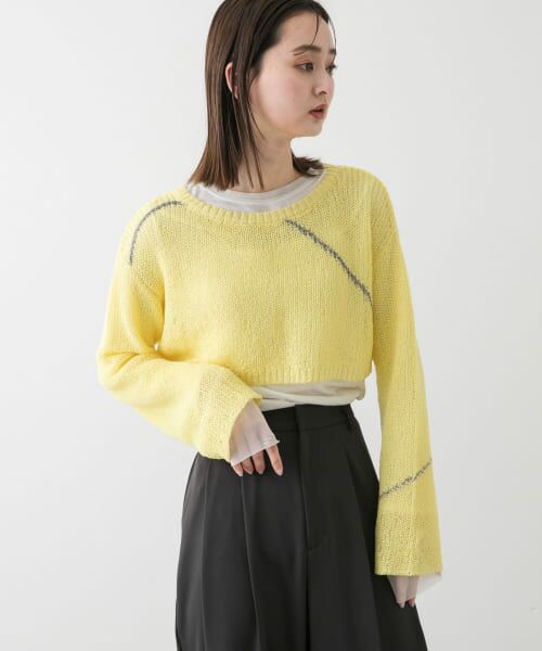 セール】 メッシュクロップドステッチセーター （ニット