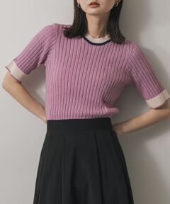 『WEB限定』バイカラーコンパクトセーター(5分袖)