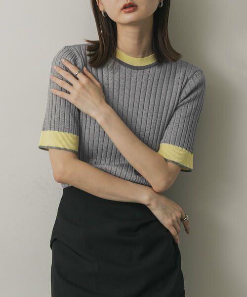 ARTS &SCIENCE 五分袖ニットセーター ARTS &SCIENCE 五分袖ニットセーター ガーター編み五分袖ニット