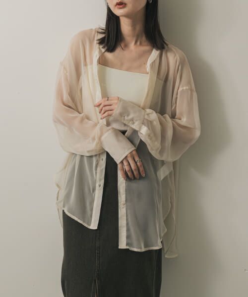 ＊＊SENSE OF PLACE by URBAN RESEARCH / センスオブプレイス バイ アーバンリサーチ シャツ・ブラウス | バンドカラーシャンブレーシアーシャツ（IVORY）