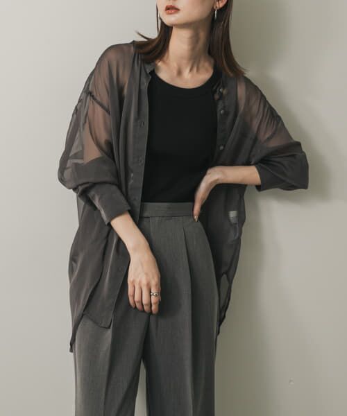 ＊＊SENSE OF PLACE by URBAN RESEARCH / センスオブプレイス バイ アーバンリサーチ シャツ・ブラウス | バンドカラーシャンブレーシアーシャツ（CHARCOAL）