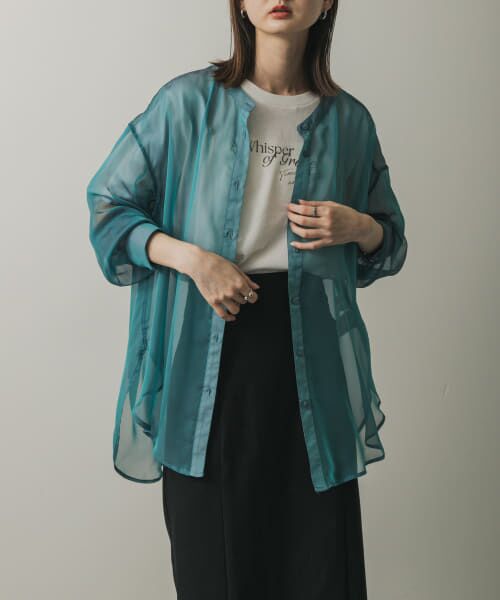 ＊＊SENSE OF PLACE by URBAN RESEARCH / センスオブプレイス バイ アーバンリサーチ シャツ・ブラウス | バンドカラーシャンブレーシアーシャツ（TURQUOISE）