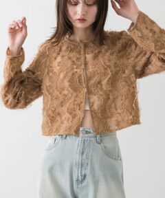 クロップドチュールジャガードブラウス