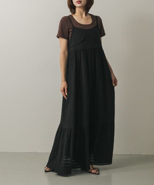 ＊＊SENSE OF PLACE by URBAN RESEARCH / センスオブプレイス バイ アーバンリサーチ ワンピース | チェックジャガードキャミワンピース（BLACK）