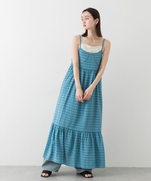 イタリアで購入　シルク100％　青と白のキャミワンピース イタリアで購入 シルク100％ 青と白のキャミワンピース イタリア