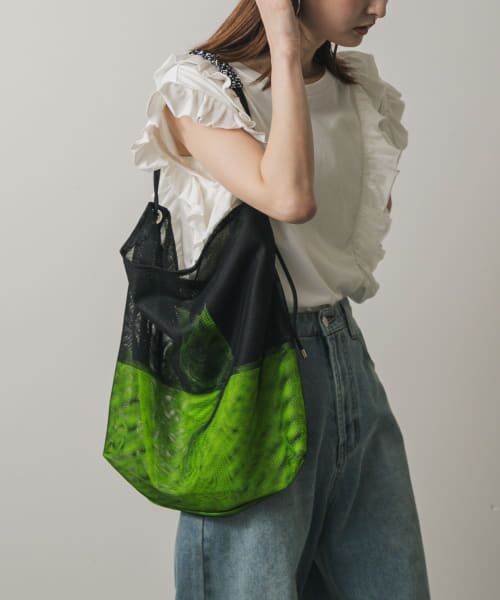 ＊＊SENSE OF PLACE by URBAN RESEARCH / センスオブプレイス バイ アーバンリサーチ ショルダーバッグ | パラコードハンドルメッシュバッグ（BLACK）