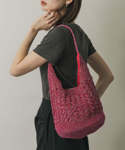 ＊＊SENSE OF PLACE by URBAN RESEARCH / センスオブプレイス バイ アーバンリサーチ ハンドバッグ | メタリックヤーンバッグ（RED）