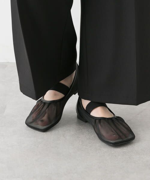 【未使用級】スケッチャーズ　パンプス フラット ストラップ メッシュ 24㎝　黒 ウィメンズ フラットシューズ、クロッグ、バレエフラット