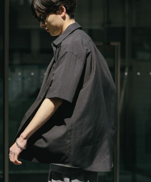 ＊＊SENSE OF PLACE by URBAN RESEARCH / センスオブプレイス バイ アーバンリサーチ シャツ・ブラウス | 『速乾』クイックドライレギュラーカラーショートスリーブシャツ（BLACK）
