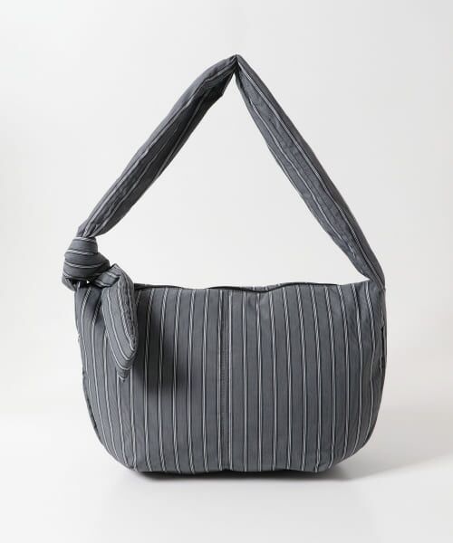 ＊＊SENSE OF PLACE by URBAN RESEARCH / センスオブプレイス バイ アーバンリサーチ ショルダーバッグ | ストライプビッグショルダーバッグ（BLACK）